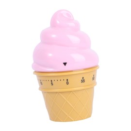 Vaguelly 1Pc Pink Ice Cream Mechanical Timer Fun Kitchen Reminder Easy to Use Wind Up Design for Cooking Management Material