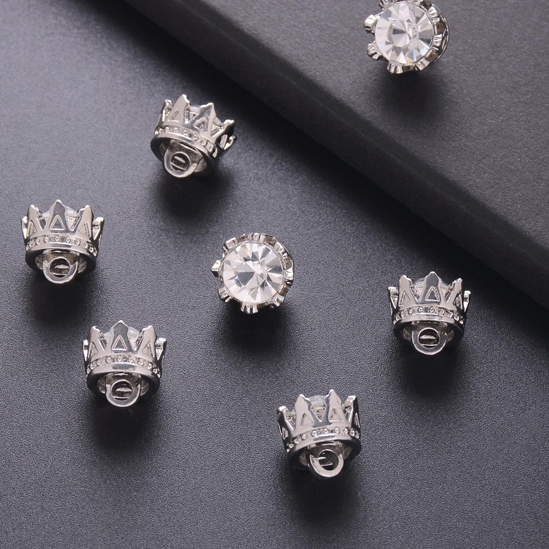 Jerler 10 Pcs Sliver Rhinestone Buttons Crystal Embellishments Sew on