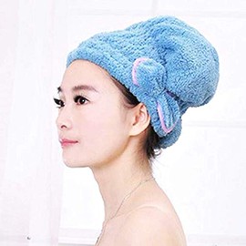 Ladies Microfibre Turban Hair Cap - Dry Long Hair - Light Blue Colour - Christmas and Birthday Gift Idea