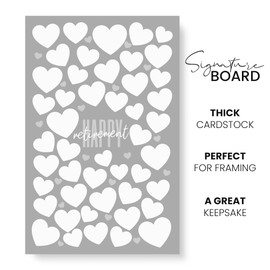 Karto Retirement Signature Board for Party - Party Supplies, Guest Book, Signing Board, Or Card Alternative - Poster Size 11x17 (Unframed) - Heart Grey