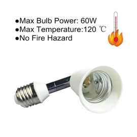 DZYDZR Pack of 4 White E27/E26 Extension LED Lamp Socket E27 to E27 Extender Base Adapter 360 Degree Rotation 14 cm
