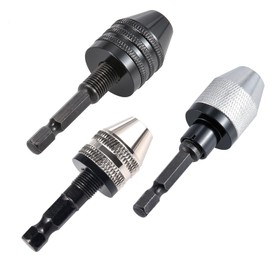 HOHXEN Pack of 3 Drill Chuck Adapter, Mini 3-Jaw Quick Change Screwdriver Drill Adapter with 1/4 Inch Hex Shank (Clamping Range: 0.3-3.6 mm & 0.3-6.5 mm & 0.6-8 mm)