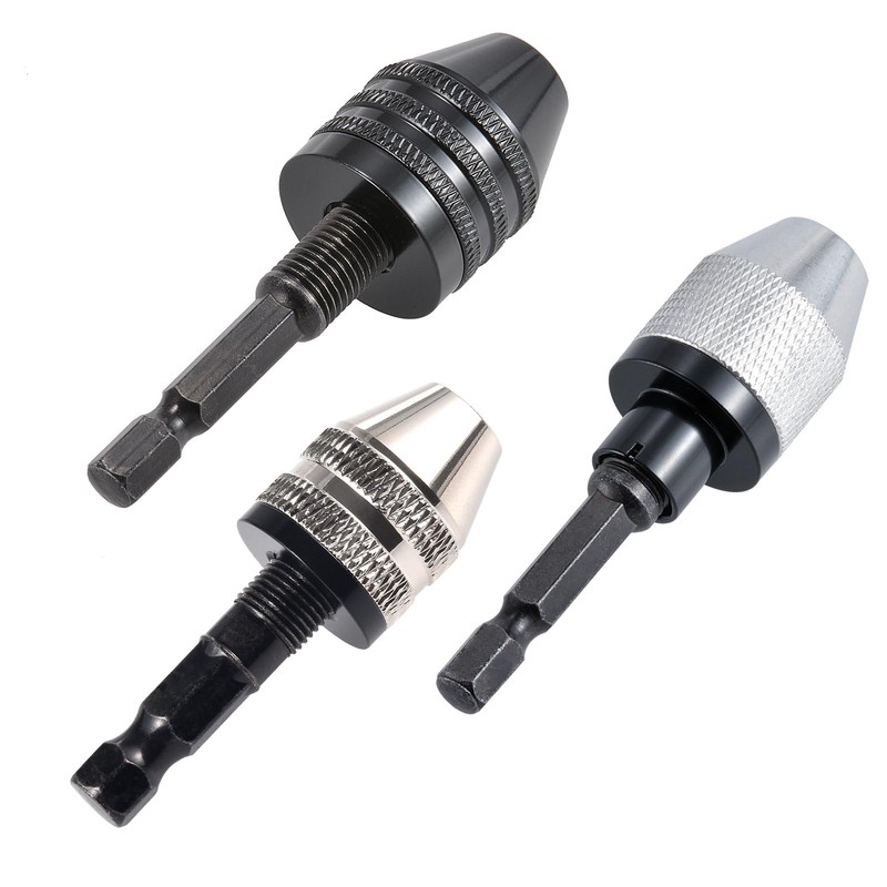 HOHXEN Pack of 3 Drill Chuck Adapter, Mini 3-Jaw Quick