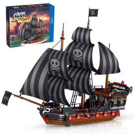Hallisun Toy Building Block Set, Pirate Ship Regular Size Brick Model Kit, Creative Ship Building Construction, Christmas Birthday Gift for Adult Teens Children Kids Boys Girls 8+ 968pcs