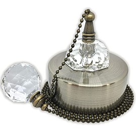 Dalton Electrical Accessories Antique Brass Ceiling Pull Switch with Crystal Ball Pull Chain for Bathroom, Bedroom, 1 or 2 Way Compatible