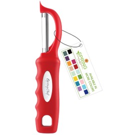 Spring Chef Premium Swivel Vegetable Peeler, Soft Grip Handle and Ultra Sharp Stainless Steel Blades - Perfect Kitchen Peeler For Veggie, Fruit, Potato, Carrot, Apple - Red