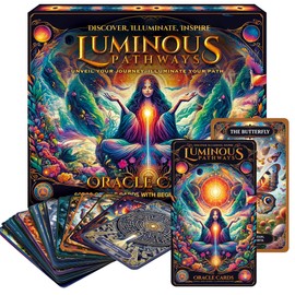SOL 60pc Luminous Pathways Oracle Card Deck with Beginners Guidebook, Explore Spiritual Discovery, Meditation, Clarity, and Manifestation. Perfect for Guidance, Inspiration, and Self-Reflection