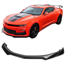IKON MOTORSPORTS, Front Bumper Lip Compatible with 2016-2024 Chevy Camaro, 1LE Style Gloss Black Front Air Chin Dam Bodykit Underbody Lip Spoiler Splitter ABS Plastic