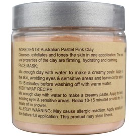 Australian Pastel Pink Clay 100% Pure Natural | Pink Facial Clay | Australian Pink Clay Mask 8 oz / 240 ml