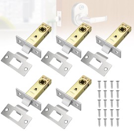 FIGFYOU Pack of 5 Mortice Lock Tube Frame Lock Aluminium Alloy 45 mm Backset Lock Latch Lock Room Door Lock with Strike Plate for Home Door Room Door Garden Shed