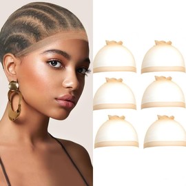 HD Wig Cap, Wig Caps, Nylon Hair Net, Stretchy, Wig Cap, Nude Beige, Elastic Net Wig Net (6 Pieces)