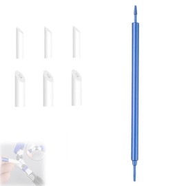 XINSHEYE Plastic Model Tool, Metal Wiping Rod, 7 Piece Set, 3 x 0.1 inch (3 mm) Wiping Cotton Heads, 3 x 0.2 inch (5 mm), Penetrating Line Cleaning Wiper Stick, Plastic Model Tool, Hobby Tool (Blue)