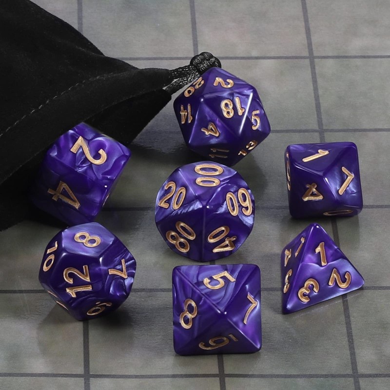 CiaraQ DND Polyhedral Dice Set with Dice Bag for Dungeons