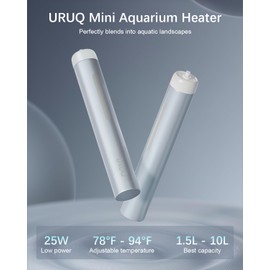 Small Aquarium Fish Tank Heater: URUQ 25W Submersible Aquarium Heater Adjustable Temperature Ultra-Low Water Level for Betta Fish Starter Kit - Under 3 Gallon Mini Aquarium