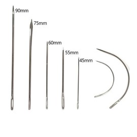 Heavy Duty Hand Sewing Needles Kit, 7-Piece Leather Needle Set with 2 Needle Threaders, Includes Curved and Triangular Needles, Perfect for Upholstery, Leather, Carpet, and Canvas Repair