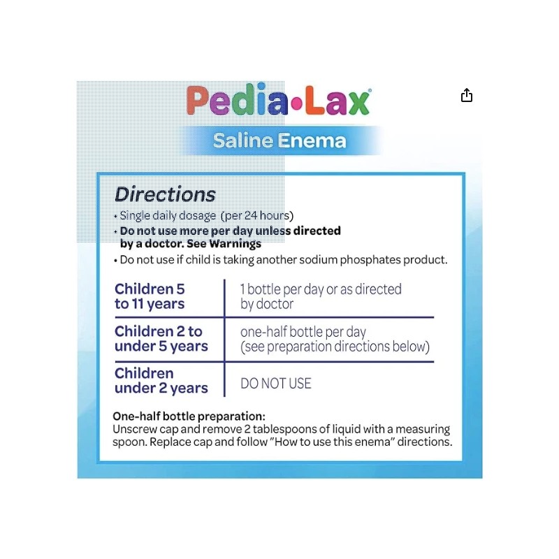 Fleets Pedia-Lax Enema For Children Saline Laxative Latex Free 2.25