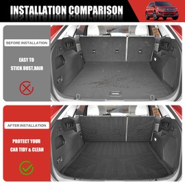Utiiy Cargo Mat with Seat Back Cover Fit for 2015-2024 Ford Edge 5 Seats Accessories, Cargo Liner Trunk Mat TPE Trunk Liner Seat Back Protector Cargo Cover for Ford Edge(Cargo Mat+Seat Back Cover)
