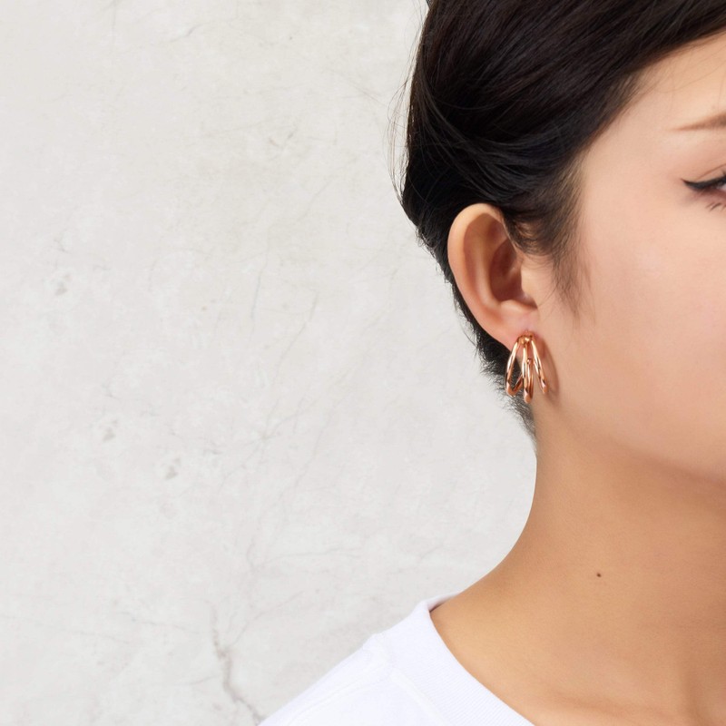 Philip Jones Rose Gold Plated Triple Hoop Earrings