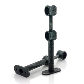 GIRASOLE HOME® 2 x Adjustable Double Curtain Pole Brackets for 18-20mm Diameter Rods (Double 175mm, Black and Silver)