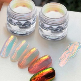 Polvo de Uñas Cromado Holográfico Espejo de Dona Glaseada Aurora Grado Profesional BEAUTNICE