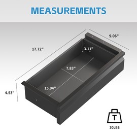 VIYET Under Desk Drawer Slide Out for Office, Metal Under Table Drawer, Standing Desk Drawer Attachment, Under Desk Drawer for Desk, Undermount Drawer, 18''W Sliding Drawer, Black