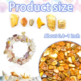 Natural Crushed Shells Chips, 14.5 oz Yellow Mosaic Sea Shell Fragments for Crafts, Small Crushed Shells Bulk Sea Shells for Vase Fillers, Wedding Party, Succulent Plants, Wall Art