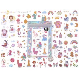 Nizel KC certified glitter children's tattoo sticker character copy, 1 piece, 03 glitter (animal friends - 10 sheets) / 니즈엘 KC인증 글리터 어린이 타투스티커 캐릭터 판박이, 1개, 03 글리터(동물친구들-10장)