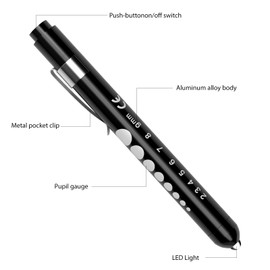RISEMART Pupil Light, Diagnostic Light, Nurse Emergency Service Accessories with Pupil Meter and Ruler (Dark Blue with Black)