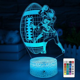 SUPERHONGJIHAO Rugby Sport 3D Night Light Kids Bedside Lamp 16 Colours Change with Remote Control for Child