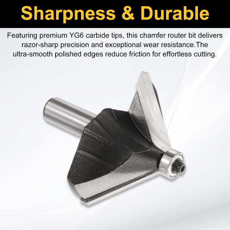 sourcing map 2pcs 45 Degree Chamfer Router Bit 1/2 Inch