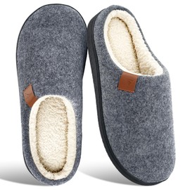 BHFRGAS Mens Slippers Comfy Slippers Men Warm Memory Foam Slippers for Men Anti-Slip Men's Slippers Winter House Bathroom Home Slippers for Outdoor&Indoor，Grey 8-9 UK