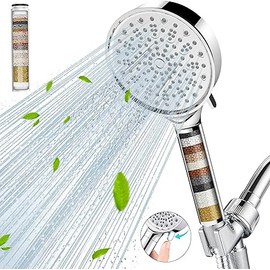 Cobbe High-Pressure Handheld Shower Head with Filters — 6 Spray Modes, Water Softening Beads for Hard Water, Chlorine Removal, Reduces Dry and Itchy Skin, Chrome Finish
