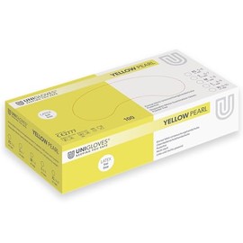 UNIGLOVES - Yellow Pearl® Yellow Custom-Fit Disposable Nitrile Gloves, Food-Safe, Powder-Free & Latex-Free, High Strength & Durability, Pack of 100, Disposable Gloves XL