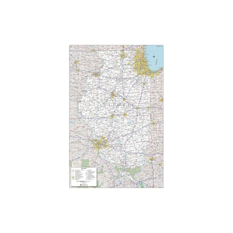 MapSherpa: Illinois State Wall Map - 24 x 36 inch