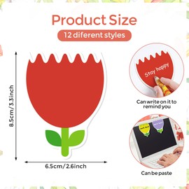 48 Pieces Spring Flowers Sticky Notes Tulips Florals Notes Pads Self-Adhesive Cute Flowers Sticky Memo Notes for Spring School Office Home Supplies Students Teachers Present