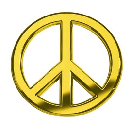 Classic Gold Peace Sign Logo - Metal Car Emblem by Revolution Car Badges - Antiwar Peace and Love Symbol - Premium Alternative to Bumper Stickers, Decals, and Magnets (Gold Plated Metal)