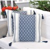Boho Throw Pillow Covers with Tassels Navy Blue 16x16 inches