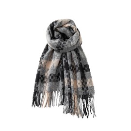 Yekblossom Winter Scarf For Women Women's Long Plaid Blanket Scarf Chunky Oversized Winter Fall Warm Big Tartan Scarves Wrap Shawl Ladies Gifts