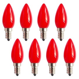 Lxcom Lighting E12 Bulb Red LED Color Candelabra Light Bulbs 1W LED Bulb 110V Transparent Night Light Bulb for Holiday Decoration Home Lighting, 8 Pack