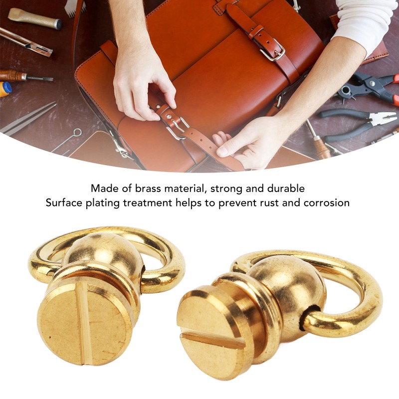 12 Sets D Ring Stud Screw Gold Brass Metal Plating