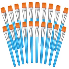 Flat Paint Brushes Watercolor Acrylic Paint Brush Synthetic Nylon Hair Paintbrush 1 Inch Artist Painting Brush for Detail Painting Oil Watercolor Fine Art Painting for Kids (Sky Blue, 20)