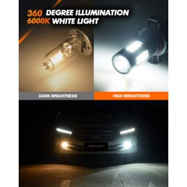 SEALIGHT 5202 LED Fog Lights Bulbs, 6000K Xenon White, 27 SMD Chips DRL Bulbs, 5202 5201 PS19W PS24W LED Fog Light, Pack of 2