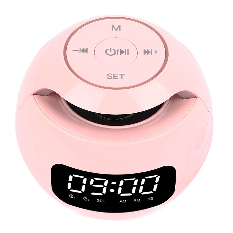 Bluetooth Clock Speaker Round Small Support Memory Card Wireless Alarm