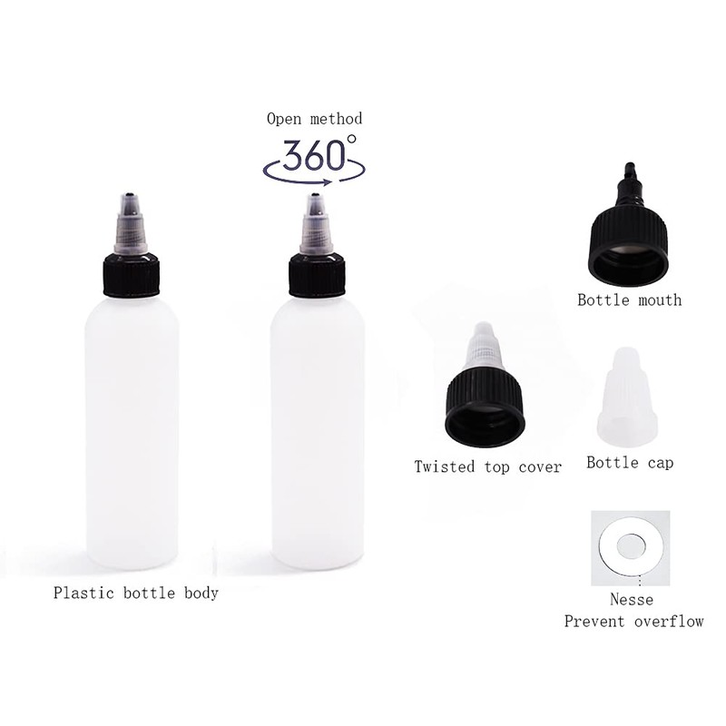 Uyuxxu 20 Pack 4oz Boston Squeeze Bottles, Clear Plastic Dispensing