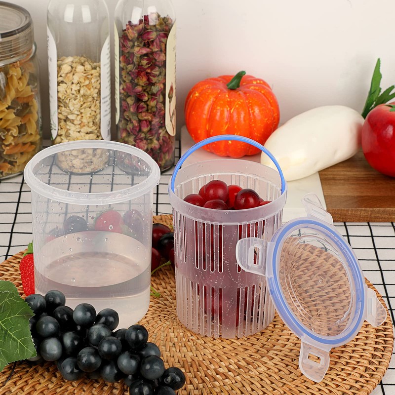 JUXYES Plastic Pickle Container Jar with Strainer Flip, Transparent Pickle