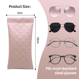 2 Pcs Soft Eyeglass Cases –PU Sunglasses Case for Men & Women – Portable Squeeze Top Glasses Pouch for Travel Trinket Organizer Bags