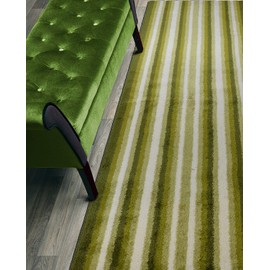 Custom Size Hallway Runner Rug, Slip Resistant, 26 Inch Wide X Your Choice of Length, Stripes Green, 26 Inch X 25 feet