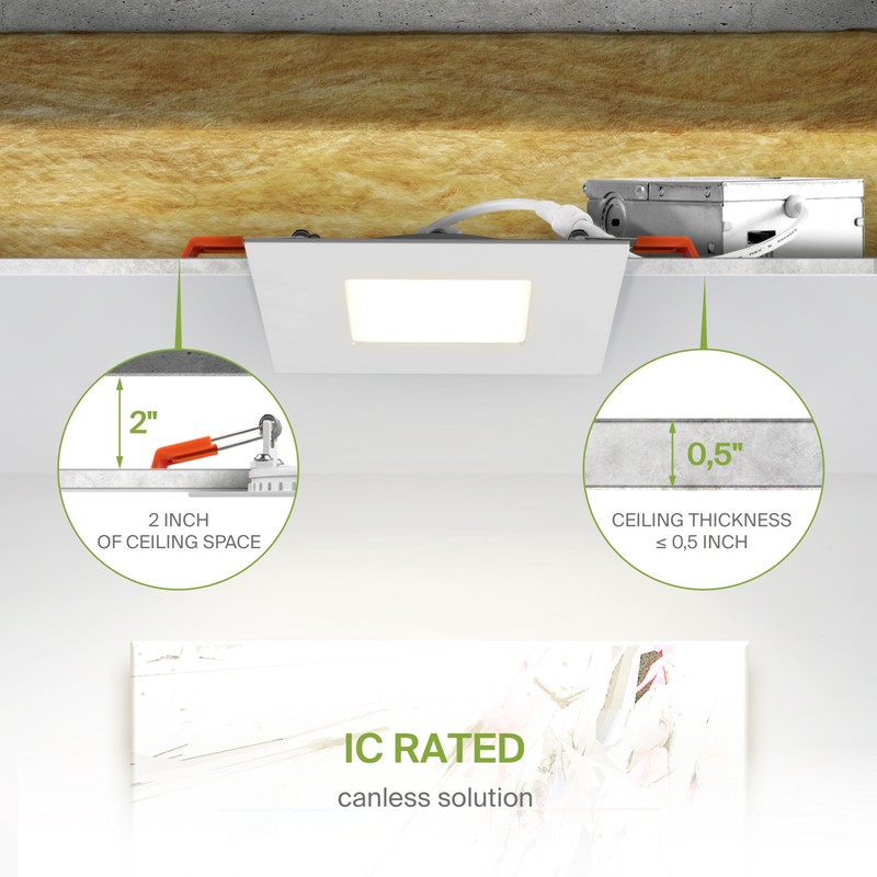 ASD 6 Pack LED Recessed Square Ceiling Light 4 Inch