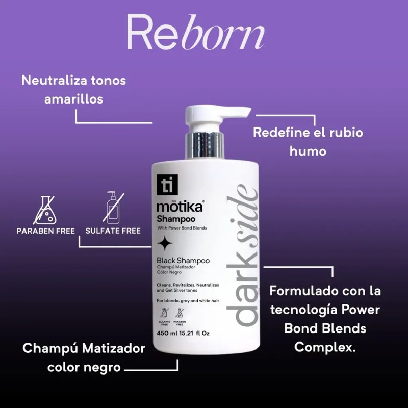 Motika Shampoo Negro - Matizador De Rubios Humo 450ml