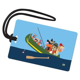 R. Nichols Dogs in Canoe Luggage Tag - Sturdy Waterproof Plastic Travel Labels for Baggage, Suitcases, Backpacks, and Diaper Bags, 2.5 Inch x 4 Inch Tag with Black Loop Attachments